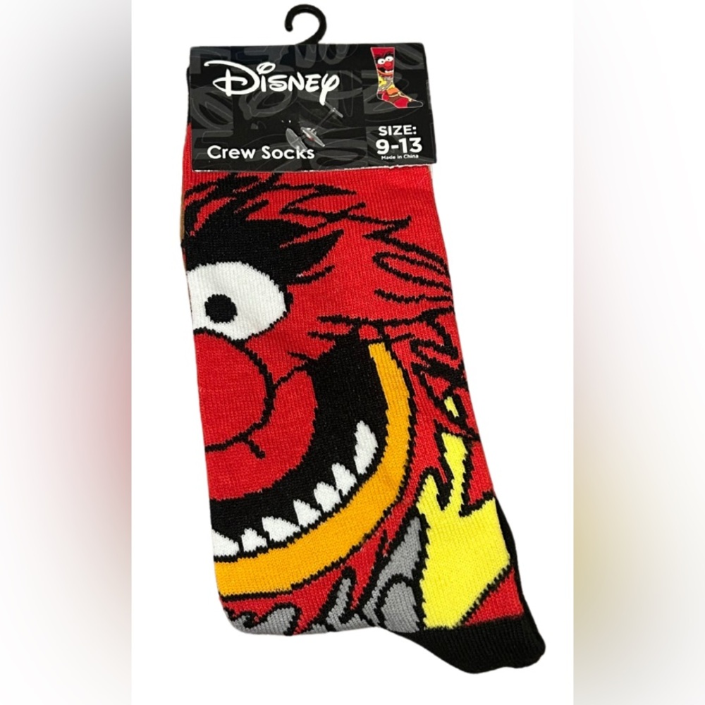 Disney Muppets Animal Face Crew Socks | Red/Multi | NWT | Unisex Adult